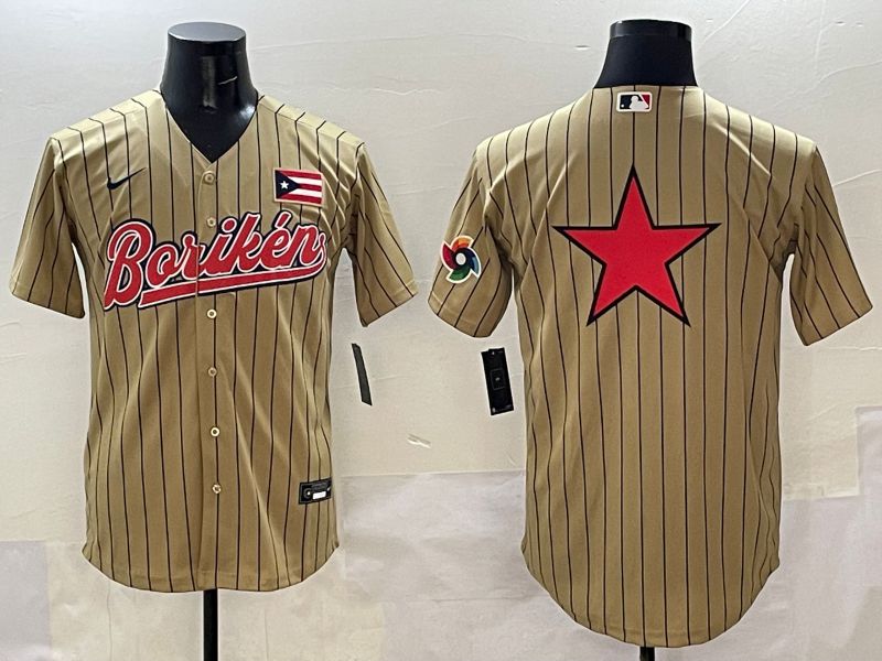 Men Puerto Rico Blank Brown Stripe Joint Name 2025 Nike MLB Jersey style 7
